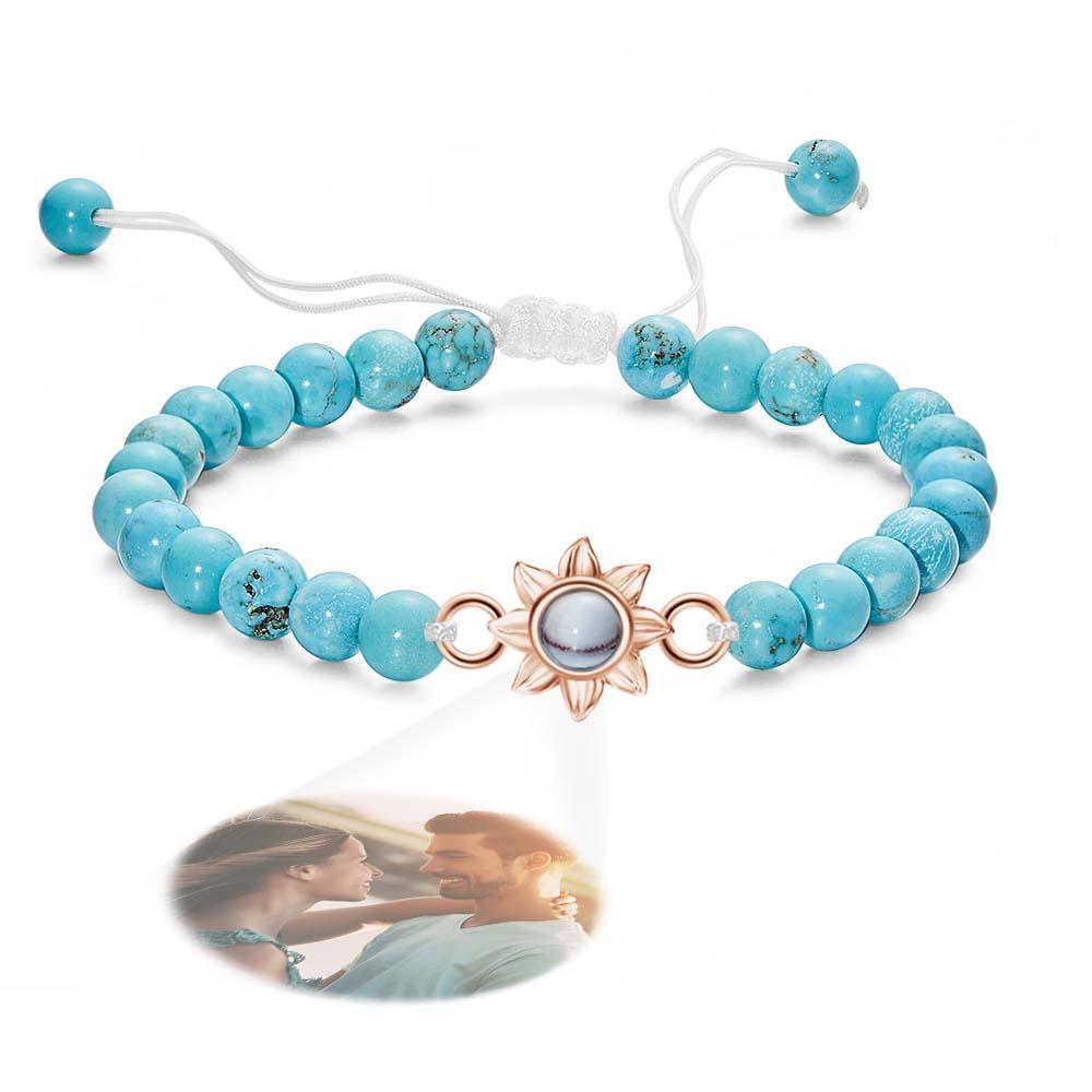 Bracelet Personnalisé De Perles De Projection De Photo Avec Le Cadeau Créatif De Tournesol Pour Elle - votrecollierprenomfr