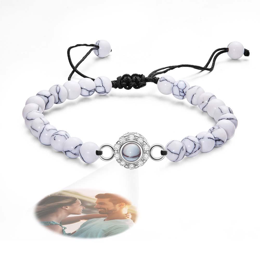 Bracelet Personnalisé De Perles De Projection De Photo Avec Des Strass Doux Cadeau Pour Elle - votrecollierprenomfr