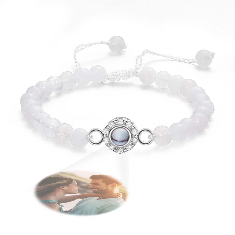 Bracelet Personnalisé De Perles De Projection De Photo Avec Des Strass Doux Cadeau Pour Elle - votrecollierprenomfr