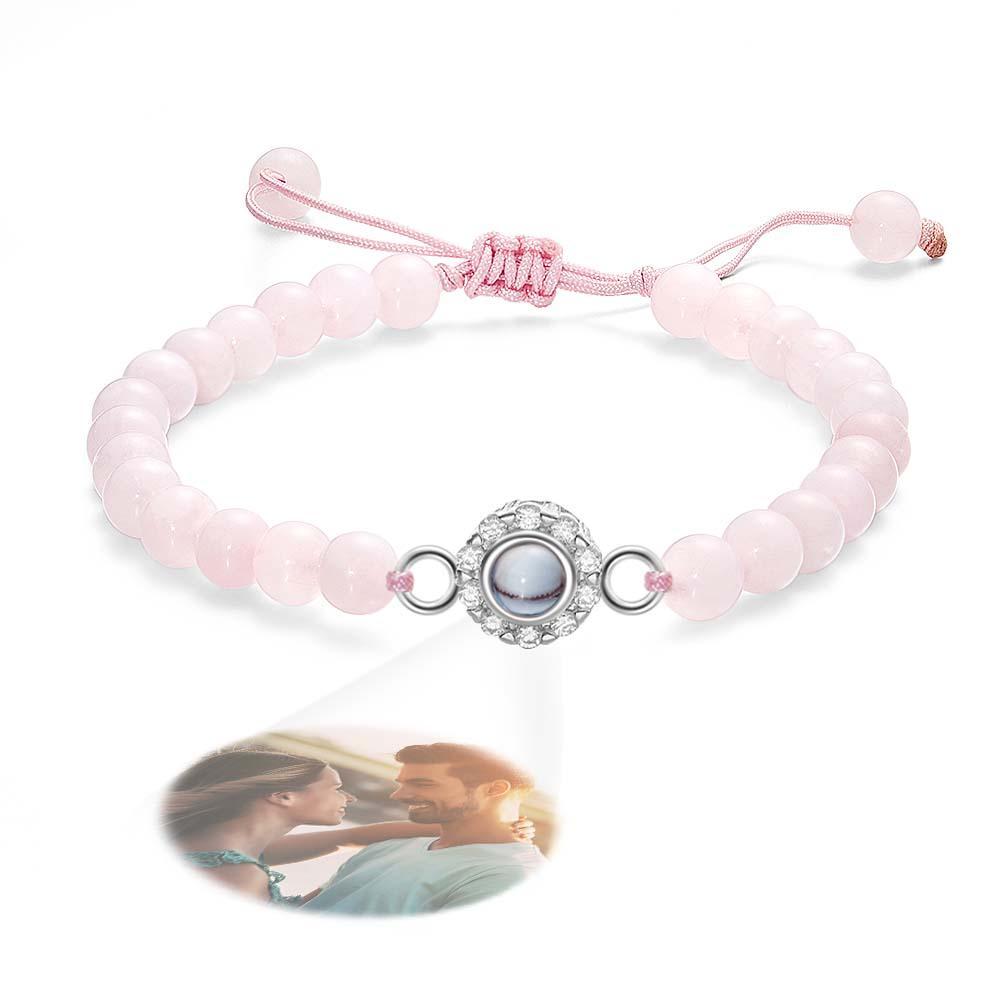 Bracelet Personnalisé De Perles De Projection De Photo Avec Des Strass Doux Cadeau Pour Elle - votrecollierprenomfr