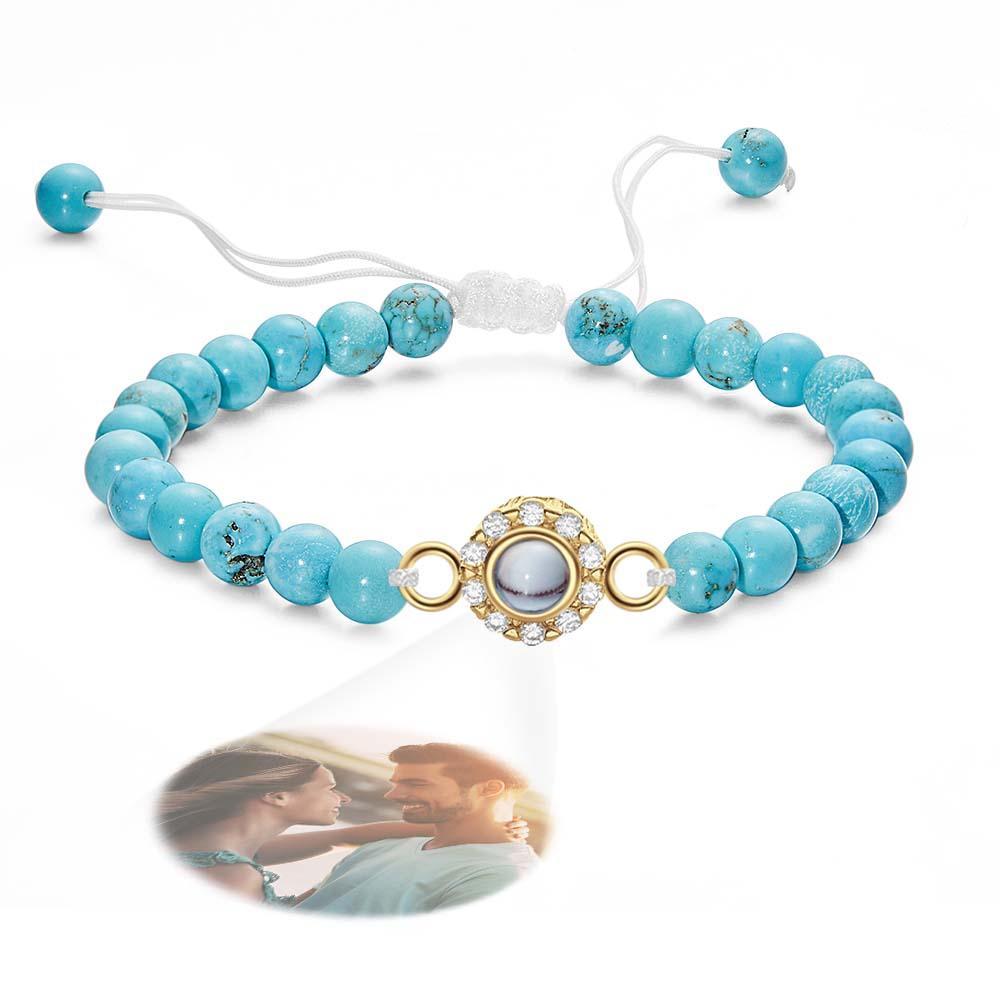 Bracelet Personnalisé De Perles De Projection De Photo Avec Des Strass Doux Cadeau Pour Elle - votrecollierprenomfr