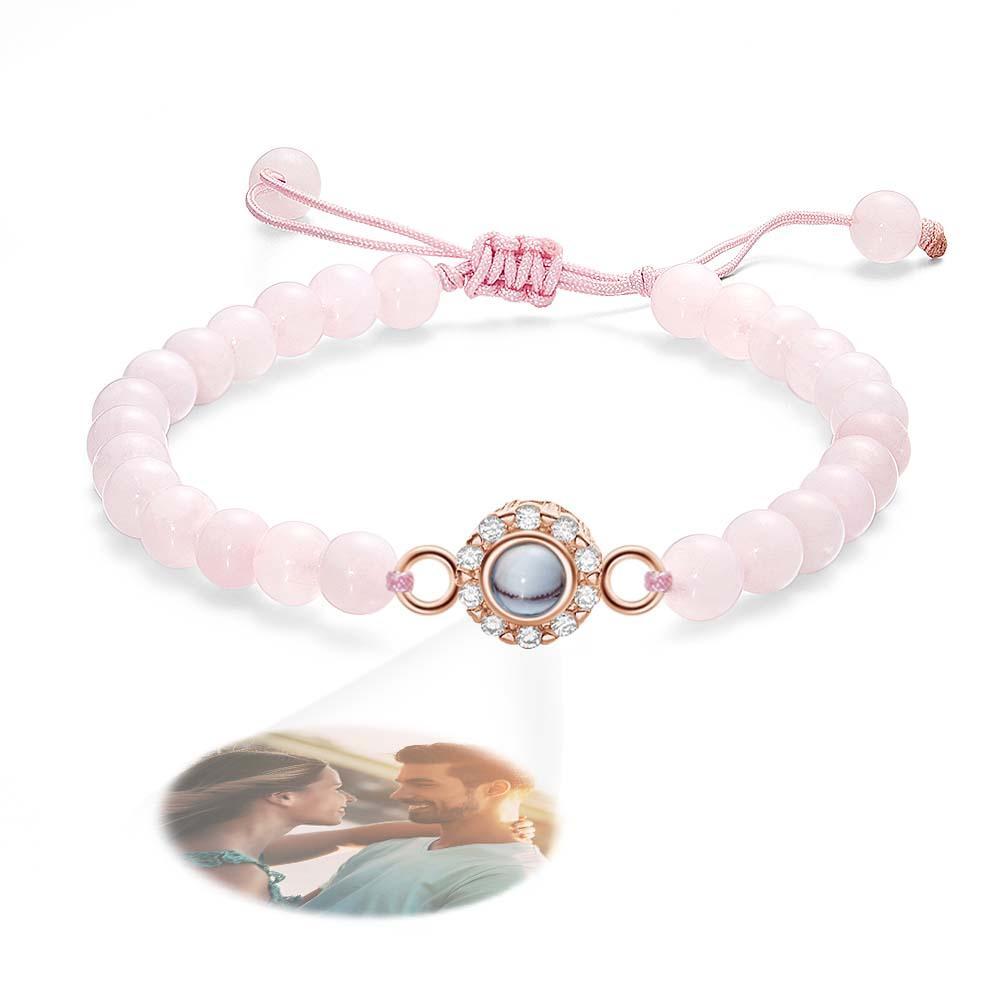 Bracelet Personnalisé De Perles De Projection De Photo Avec Des Strass Doux Cadeau Pour Elle - votrecollierprenomfr