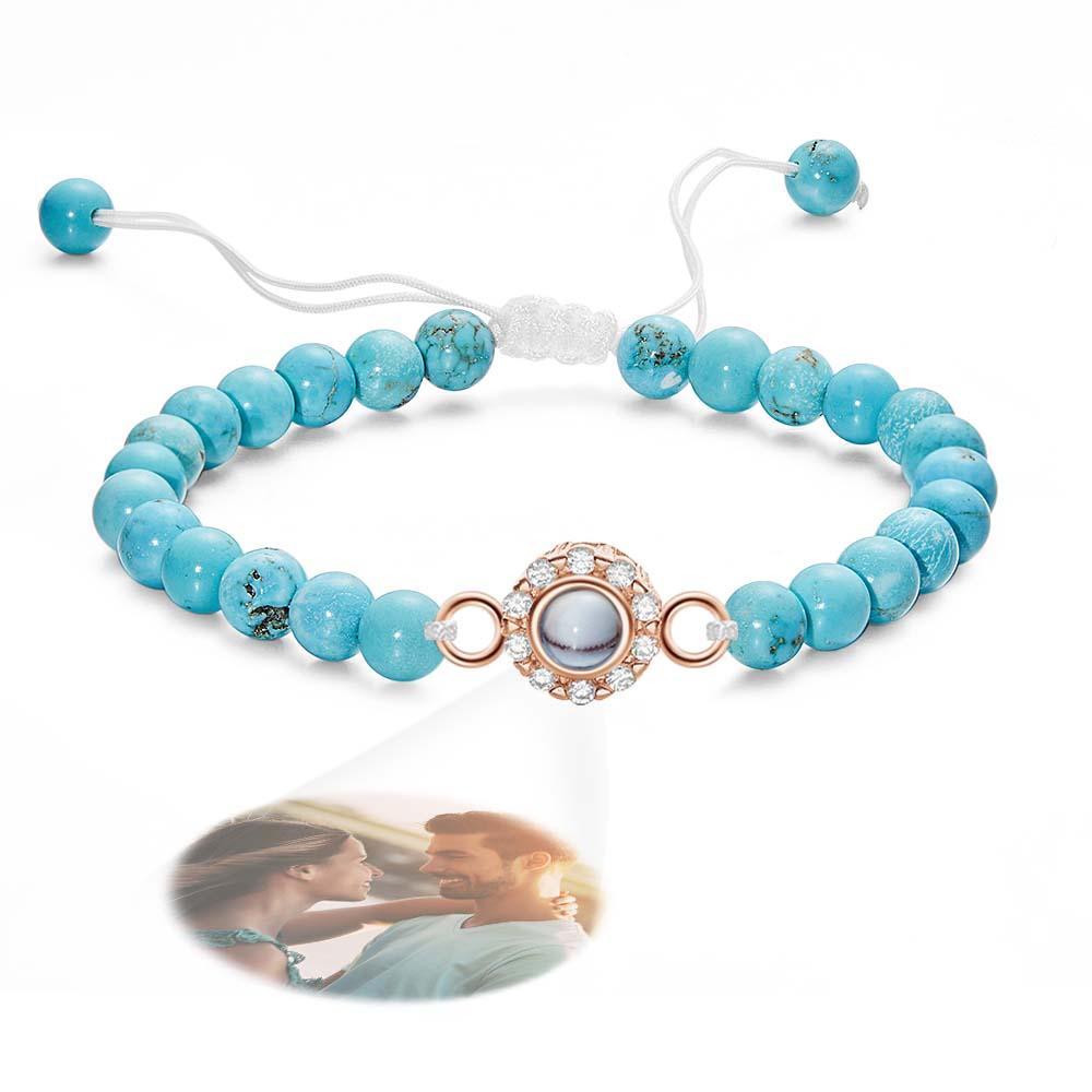 Bracelet Personnalisé De Perles De Projection De Photo Avec Des Strass Doux Cadeau Pour Elle - votrecollierprenomfr