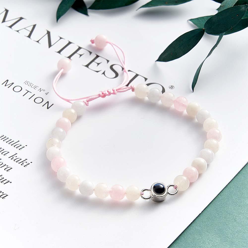 Bracelet De Perles De Projection De Photo Personnalisé Cadeau Sincère Pour Elle - votrecollierprenomfr