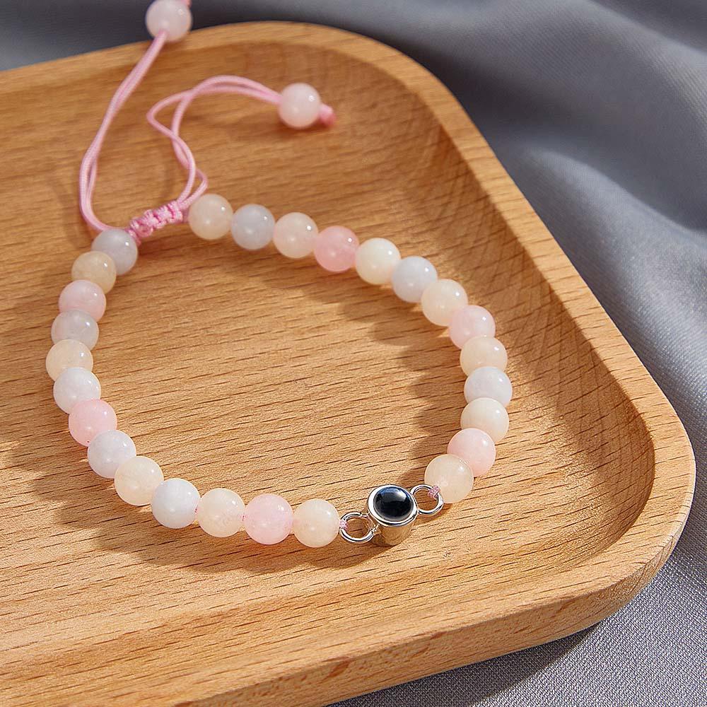 Bracelet De Perles De Projection De Photo Personnalisé Cadeau Sincère Pour Elle - votrecollierprenomfr