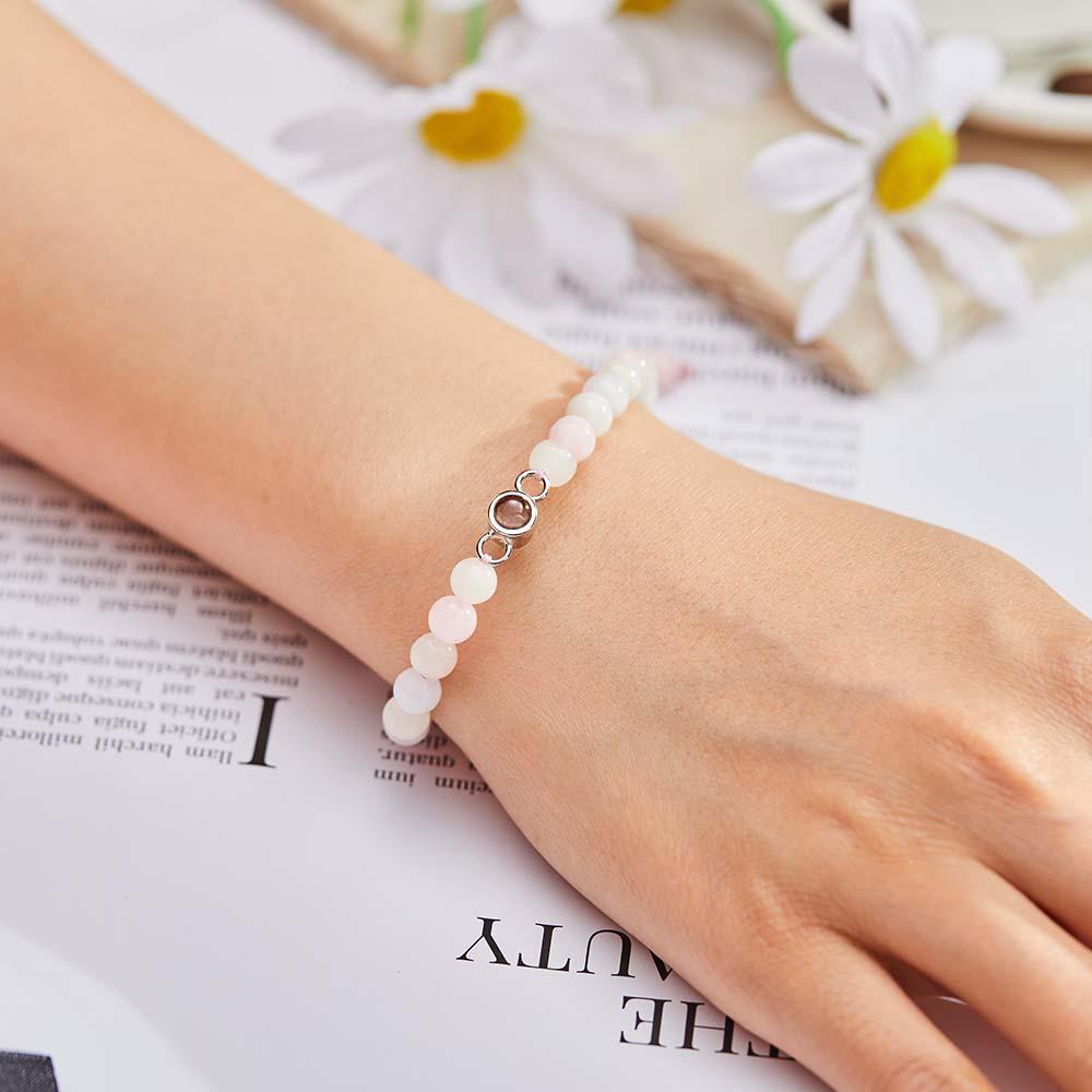 Bracelet De Perles De Projection De Photo Personnalisé Cadeau Sincère Pour Elle - votrecollierprenomfr