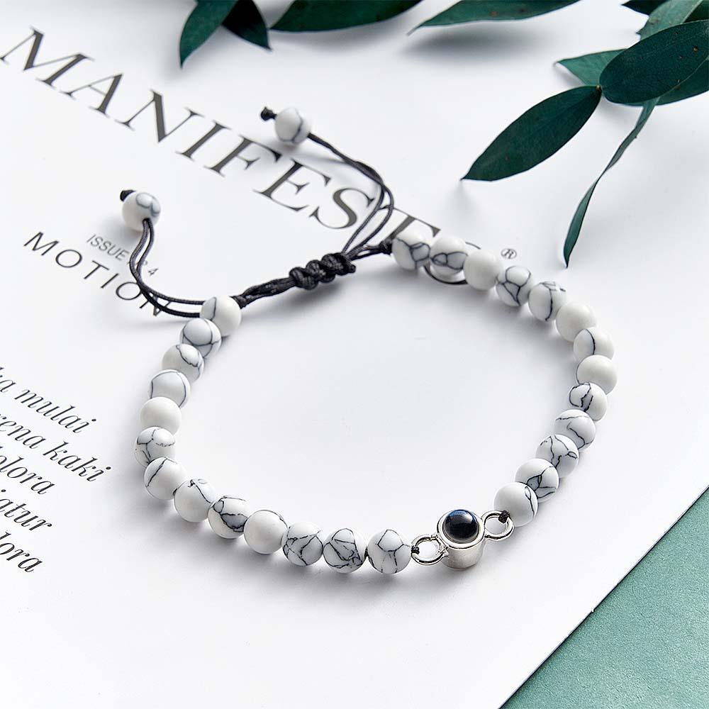 Bracelet De Perles De Projection De Photo Personnalisé Cadeau Sincère Pour Elle - votrecollierprenomfr