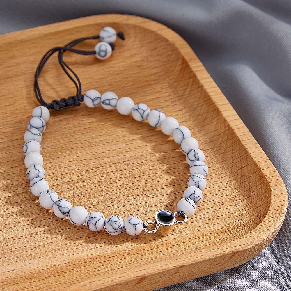 Bracelet De Perles De Projection De Photo Personnalisé Cadeau Sincère Pour Elle - votrecollierprenomfr