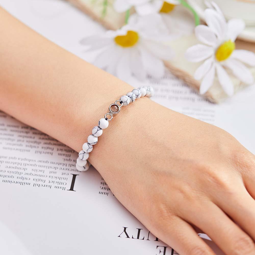 Bracelet De Perles De Projection De Photo Personnalisé Cadeau Sincère Pour Elle - votrecollierprenomfr