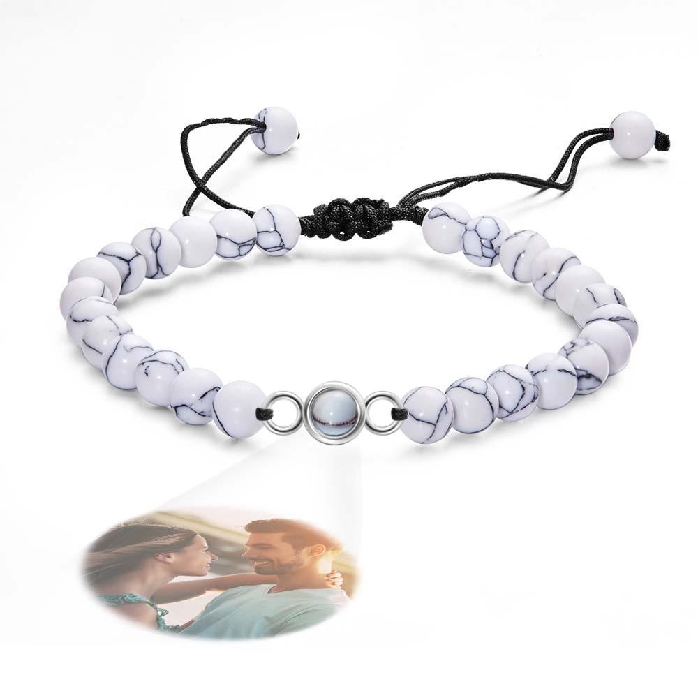 Bracelet De Perles De Projection De Photo Personnalisé Cadeau Sincère Pour Elle - votrecollierprenomfr