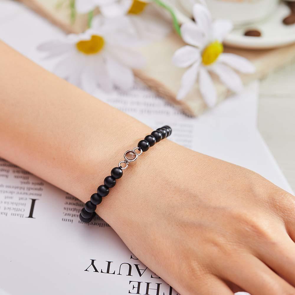 Bracelet De Perles De Projection De Photo Personnalisé Cadeau Sincère Pour Elle - votrecollierprenomfr