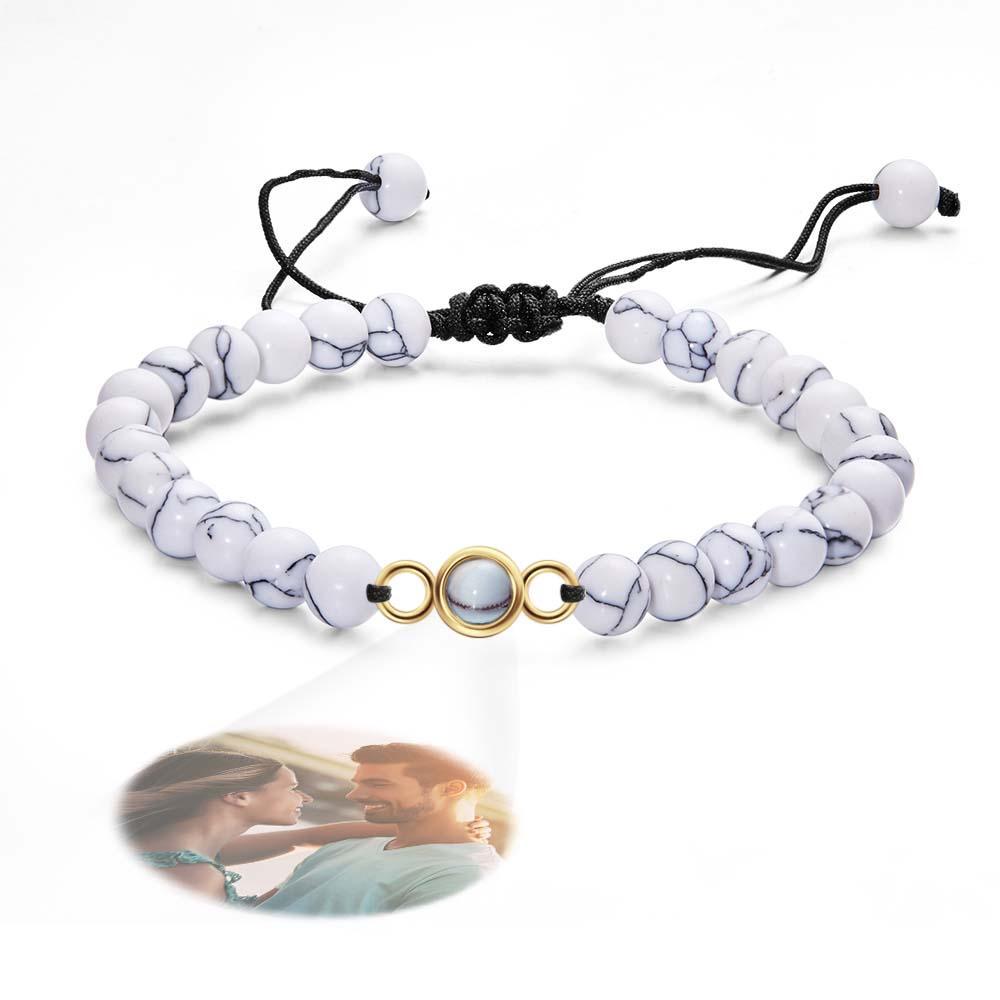 Bracelet De Perles De Projection De Photo Personnalisé Cadeau Sincère Pour Elle - votrecollierprenomfr