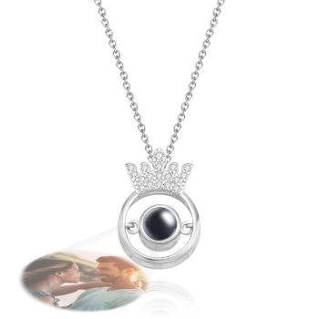 Collier De Projection De Photo Personnalisé Cadeaux De Couronne De Mode - votrecollierprenomfr