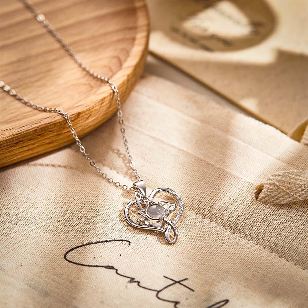 Collier Projection Photo Personnalisé Papillon Créatif Cadeaux Uniques - votrecollierprenomfr