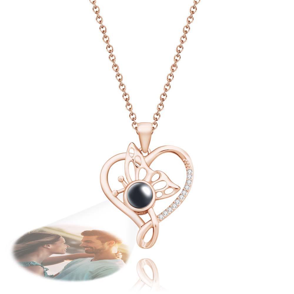 Collier Projection Photo Personnalisé Papillon Créatif Cadeaux Uniques - votrecollierprenomfr