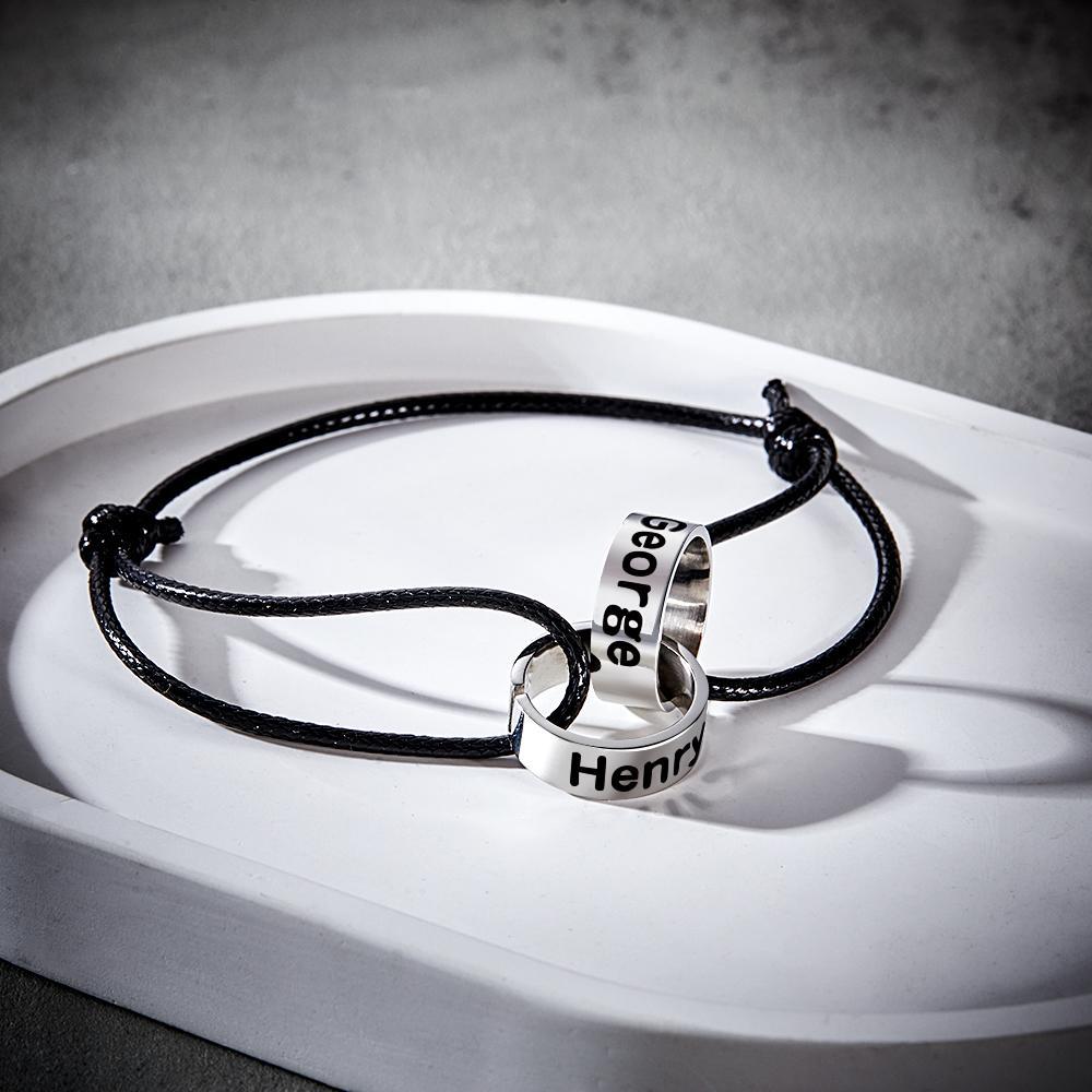 Bracelet De Perles De Nom Entrelacé Personnalisé Cadeau D'amour De Deux Noms Pour Petit Ami - votrecollierprenomfr