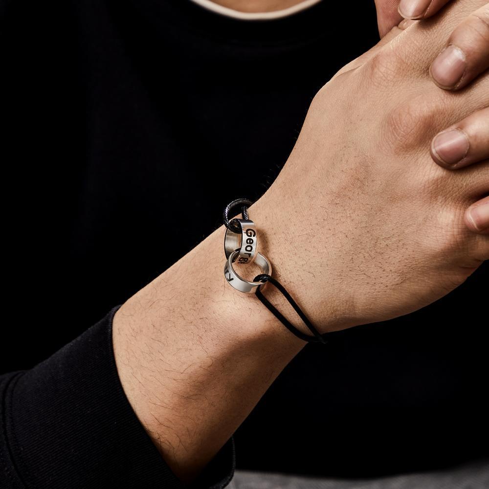 Bracelet De Perles De Nom Entrelacé Personnalisé Cadeau D'amour De Deux Noms Pour Petit Ami - votrecollierprenomfr