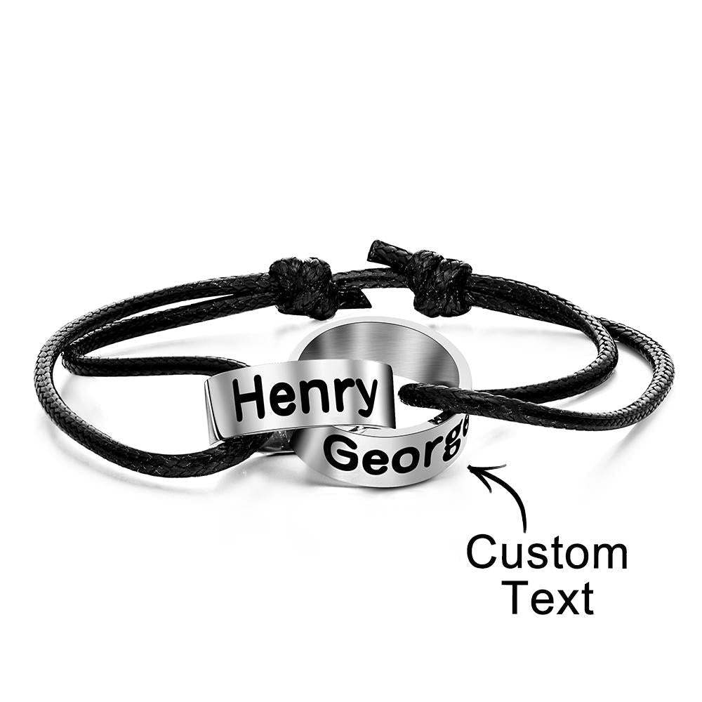 Bracelet De Perles De Nom Entrelacé Personnalisé Cadeau D'amour De Deux Noms Pour Petit Ami - votrecollierprenomfr