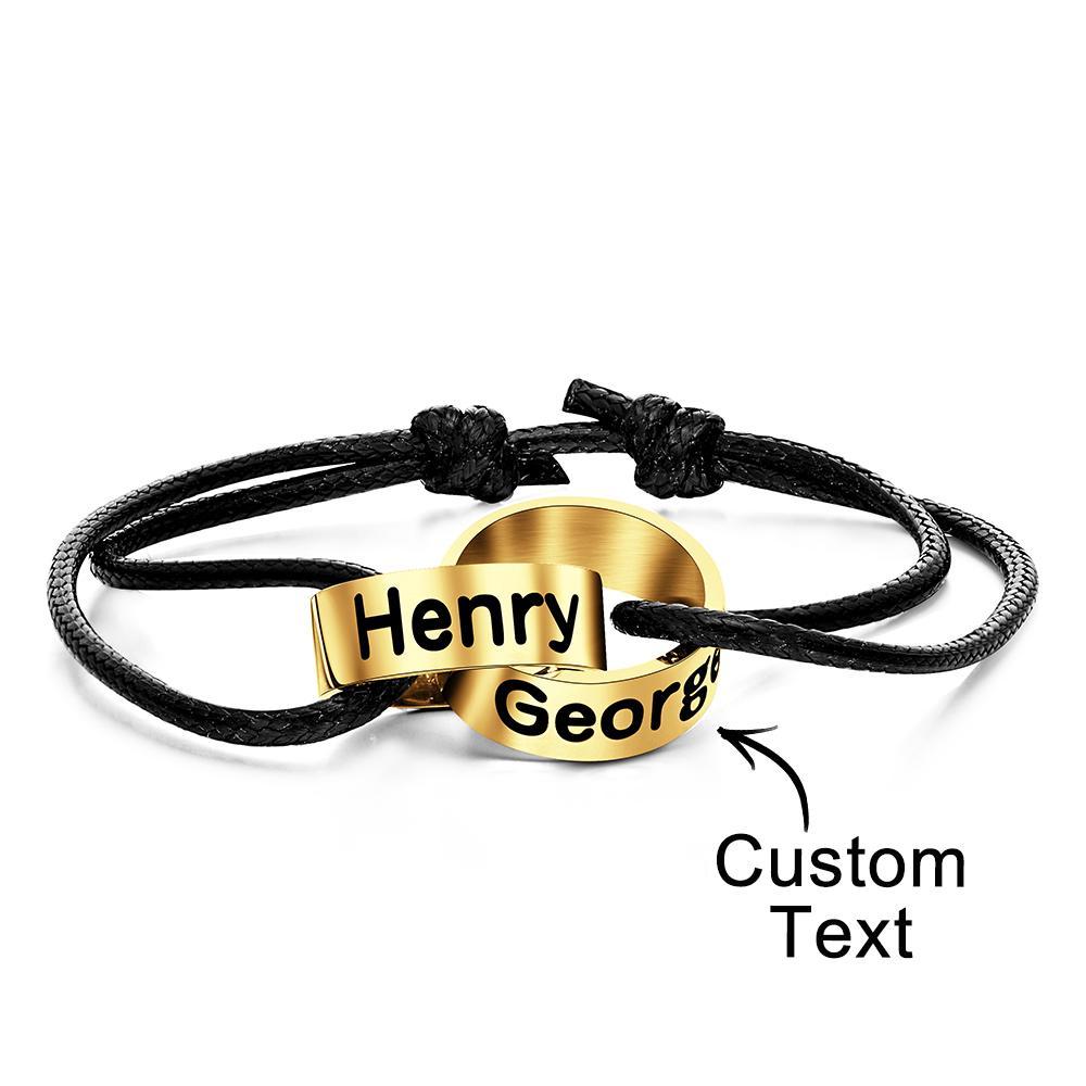 Bracelet De Perles De Nom Entrelacé Personnalisé Cadeau D'amour De Deux Noms Pour Petit Ami - votrecollierprenomfr