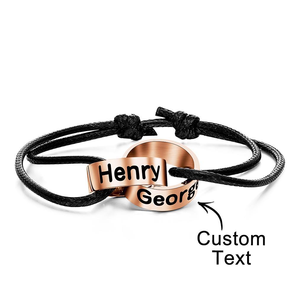 Bracelet De Perles De Nom Entrelacé Personnalisé Cadeau D'amour De Deux Noms Pour Petit Ami - votrecollierprenomfr