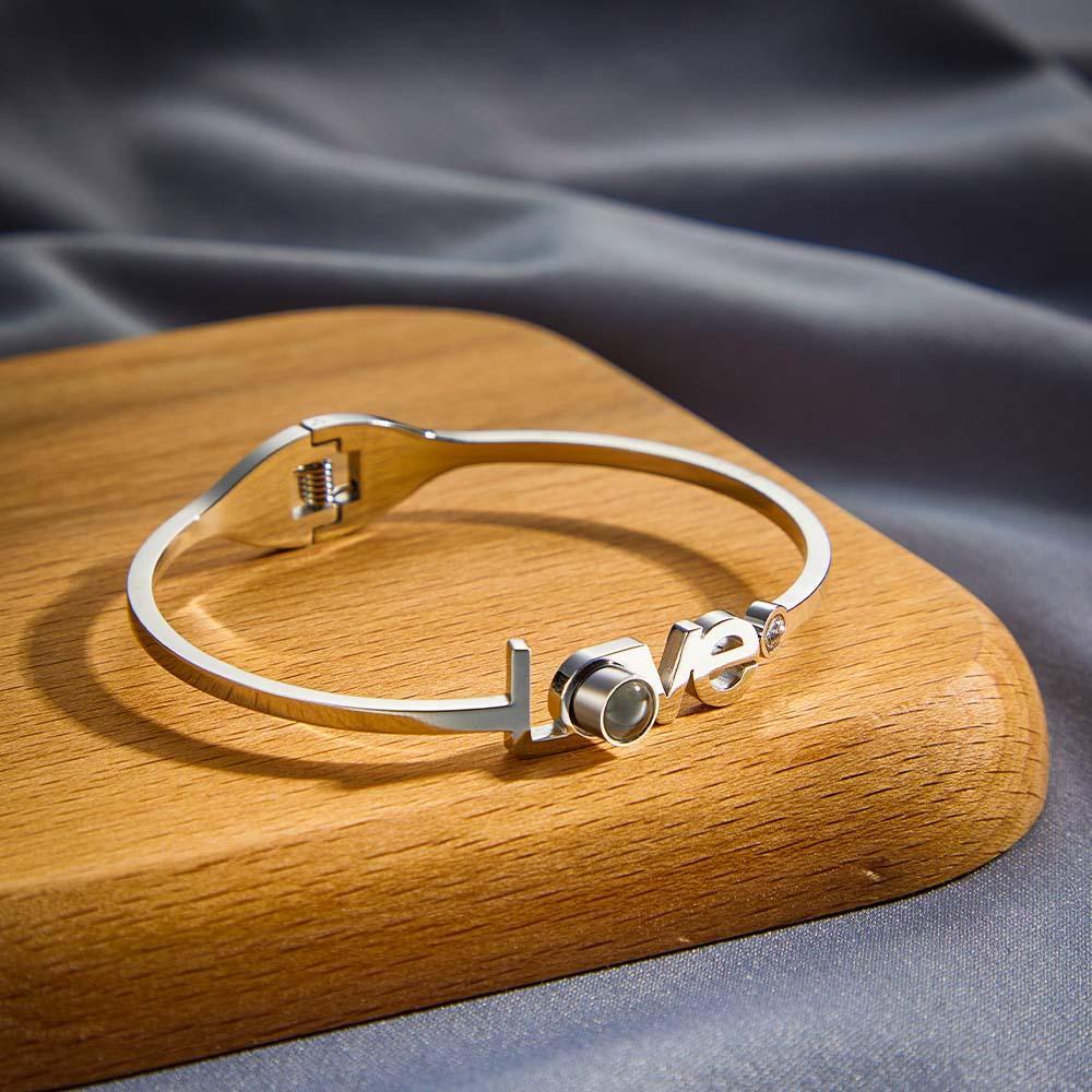 Bracelet D'amour De Projection De Photo Personnalisé Bracelet Rond D'ajustement Gratuit Pour Elle - votrecollierprenomfr