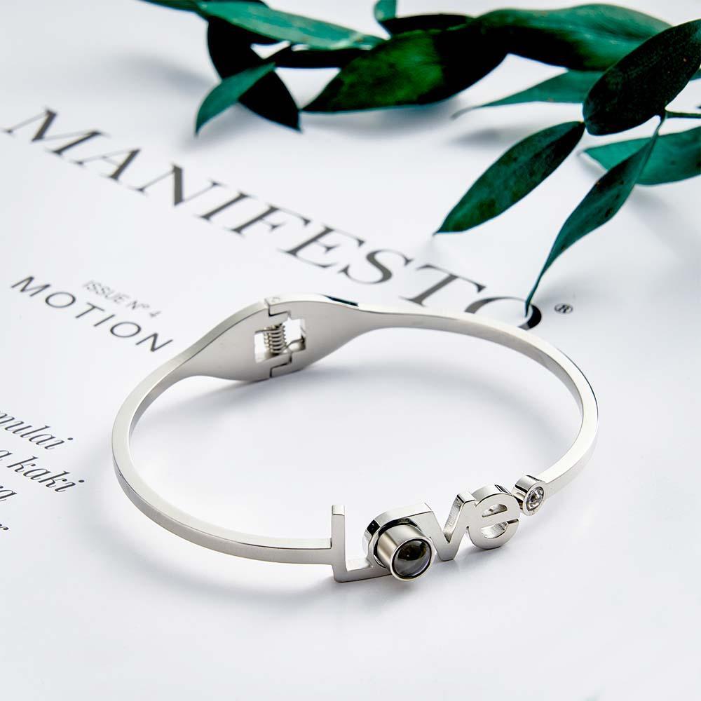 Bracelet D'amour De Projection De Photo Personnalisé Bracelet Rond D'ajustement Gratuit Pour Elle - votrecollierprenomfr