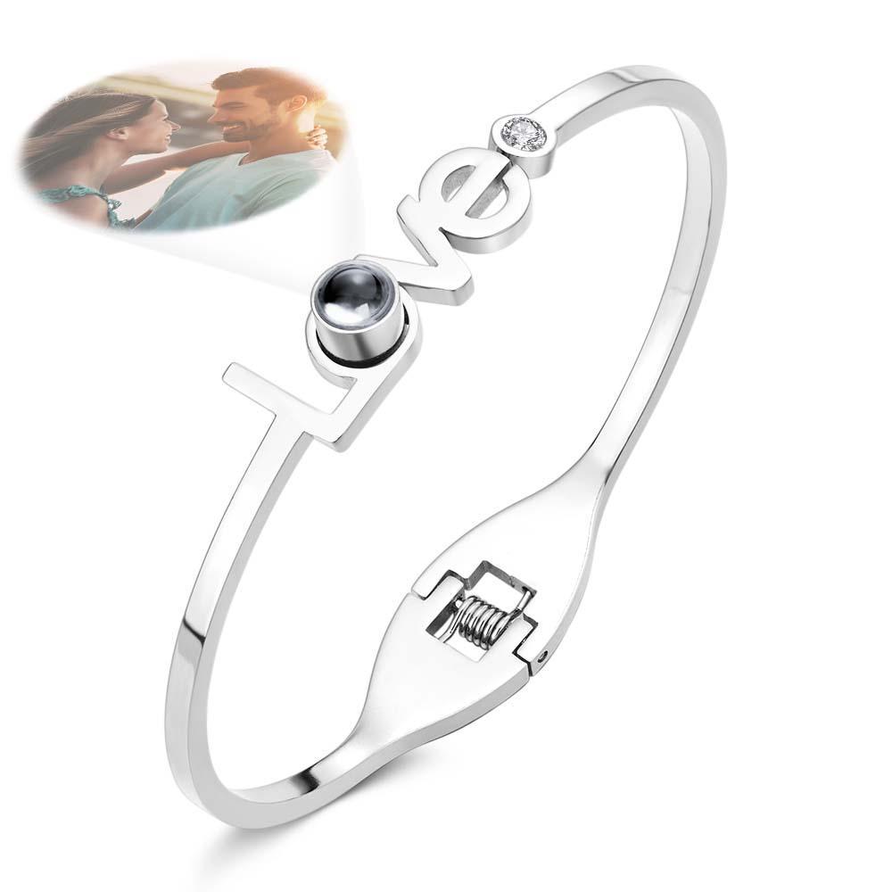 Bracelet D'amour De Projection De Photo Personnalisé Bracelet Rond D'ajustement Gratuit Pour Elle - votrecollierprenomfr
