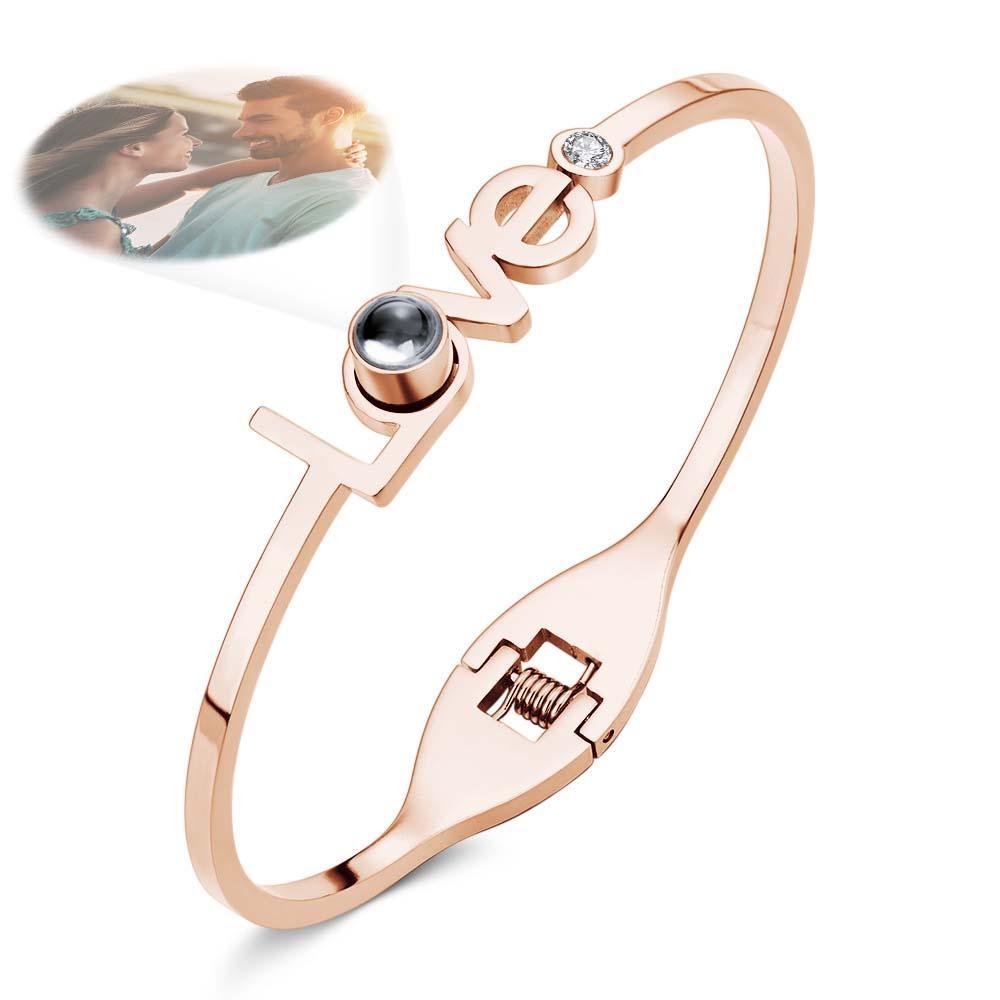 Bracelet D'amour De Projection De Photo Personnalisé Bracelet Rond D'ajustement Gratuit Pour Elle - votrecollierprenomfr