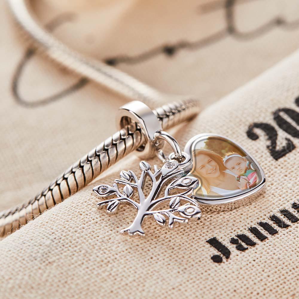 Charme De Photo D'arbre D'amour Pendentif Élégant Gravé Personnalisé - votrecollierprenomfr