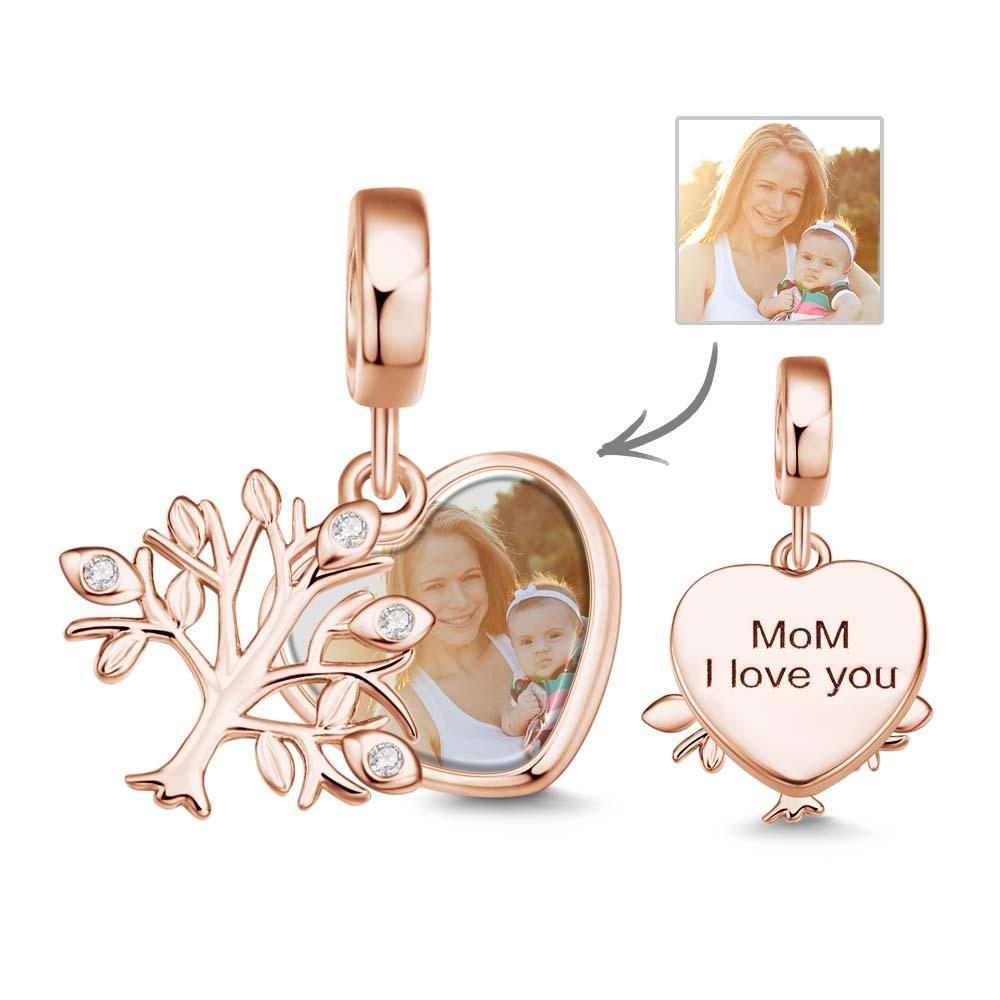 Charme De Photo D'arbre D'amour Pendentif Élégant Gravé Personnalisé - votrecollierprenomfr