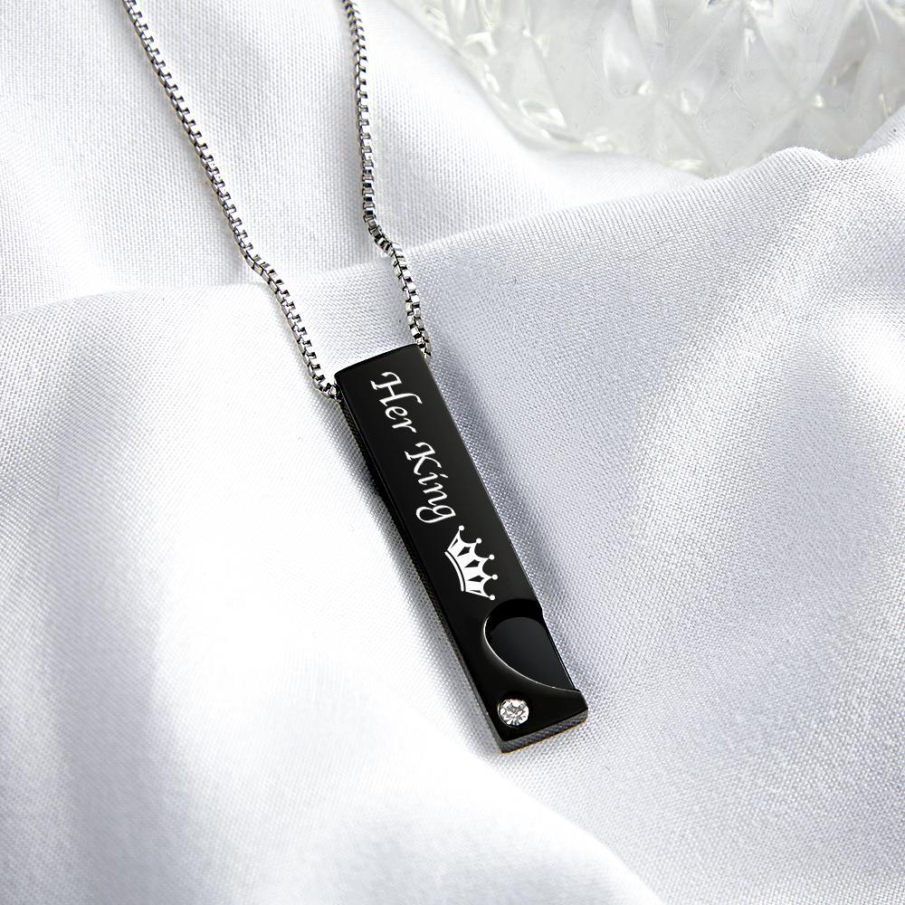 Collier De Couple Gravé Personnalisé Cadeaux De Personnalité De Couronne Créative - votrecollierprenomfr