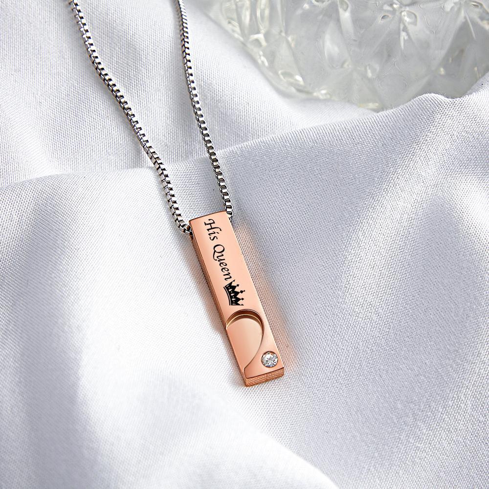 Collier De Couple Gravé Personnalisé Cadeaux De Personnalité De Couronne Créative - votrecollierprenomfr