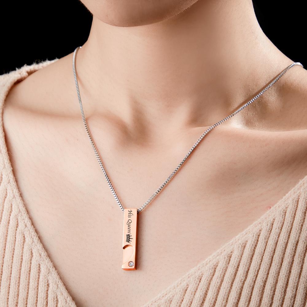 Collier De Couple Gravé Personnalisé Cadeaux De Personnalité De Couronne Créative - votrecollierprenomfr
