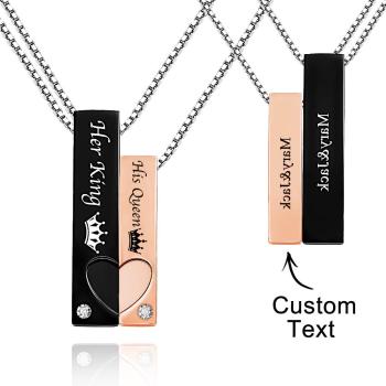 Collier De Couple Gravé Personnalisé Cadeaux De Personnalité De Couronne Créative - votrecollierprenomfr