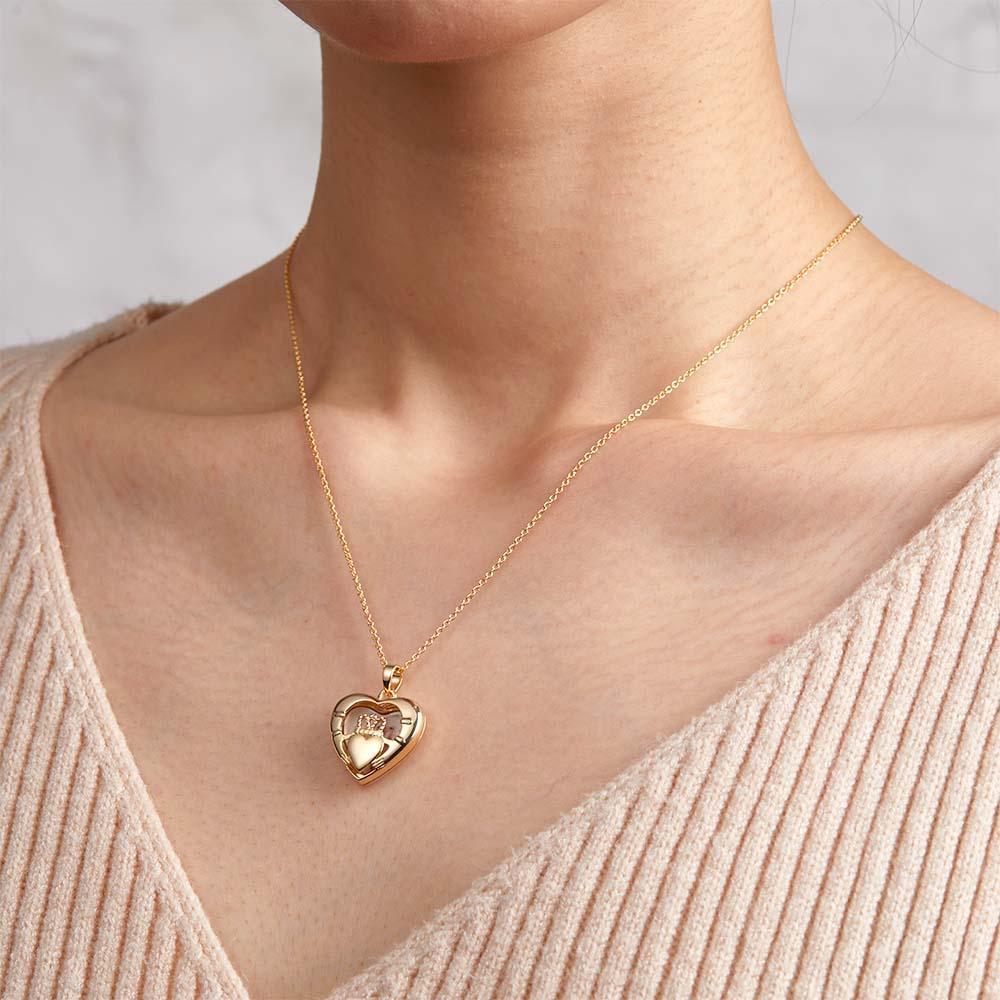 Personnalisé Gravé Photo Collier Amour Couronne Photo Pendentif Cadeaux - votrecollierprenomfr