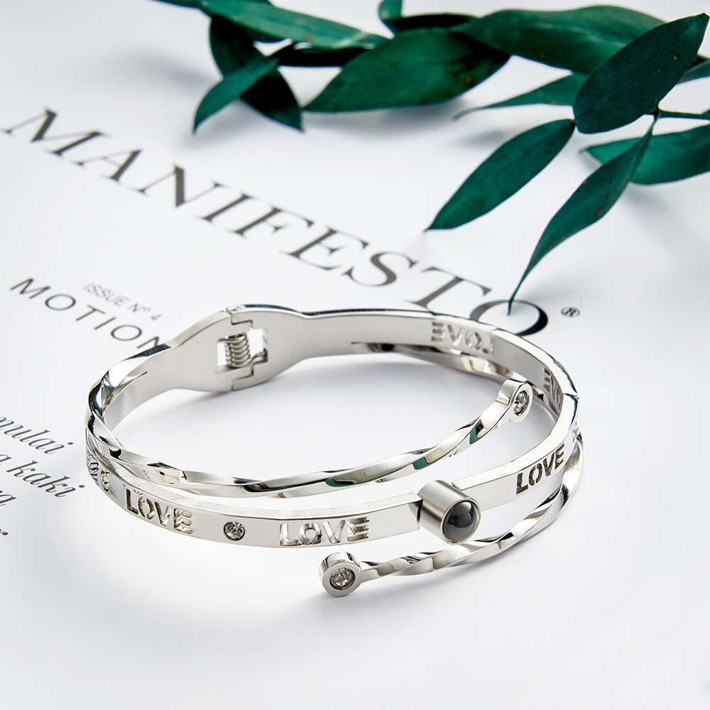 Bracelet Projection Photo Personnalisé Amour Avec Strass Bracelet Ajustement Gratuit Cadeau Pour Elle - votrecollierprenomfr