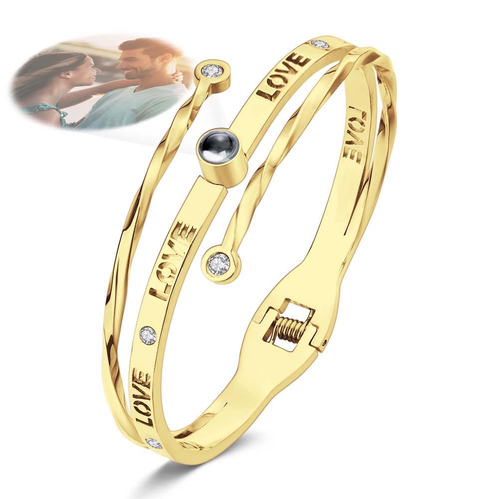 Bracelet Projection Photo Personnalisé Amour Avec Strass Bracelet Ajustement Gratuit Cadeau Pour Elle - votrecollierprenomfr