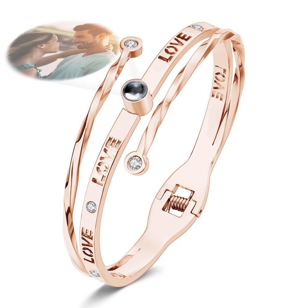 Bracelet Projection Photo Personnalisé Amour Avec Strass Bracelet Ajustement Gratuit Cadeau Pour Elle - votrecollierprenomfr