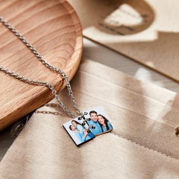Collier Photo Gravé Personnalisé Livre D'histoire D'amour Cadeaux De Couple - votrecollierprenomfr
