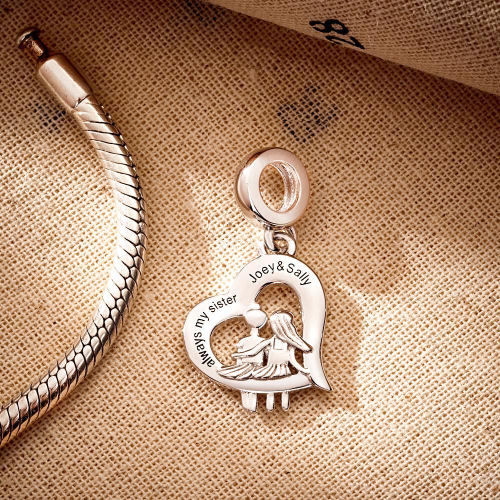 Charme Gravé Personnalisé Mini Sister Of Love Coeur Pendentif Cadeaux - votrecollierprenomfr