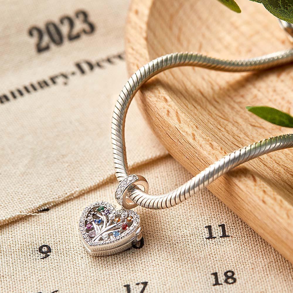 Photo Personnalisée Charme Gravé Arbre Généalogique Diamant Coeur Cadeaux - votrecollierprenomfr