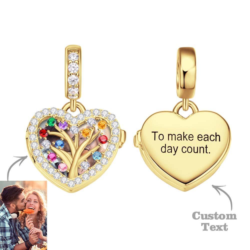 Photo Personnalisée Charme Gravé Arbre Généalogique Diamant Coeur Cadeaux - votrecollierprenomfr