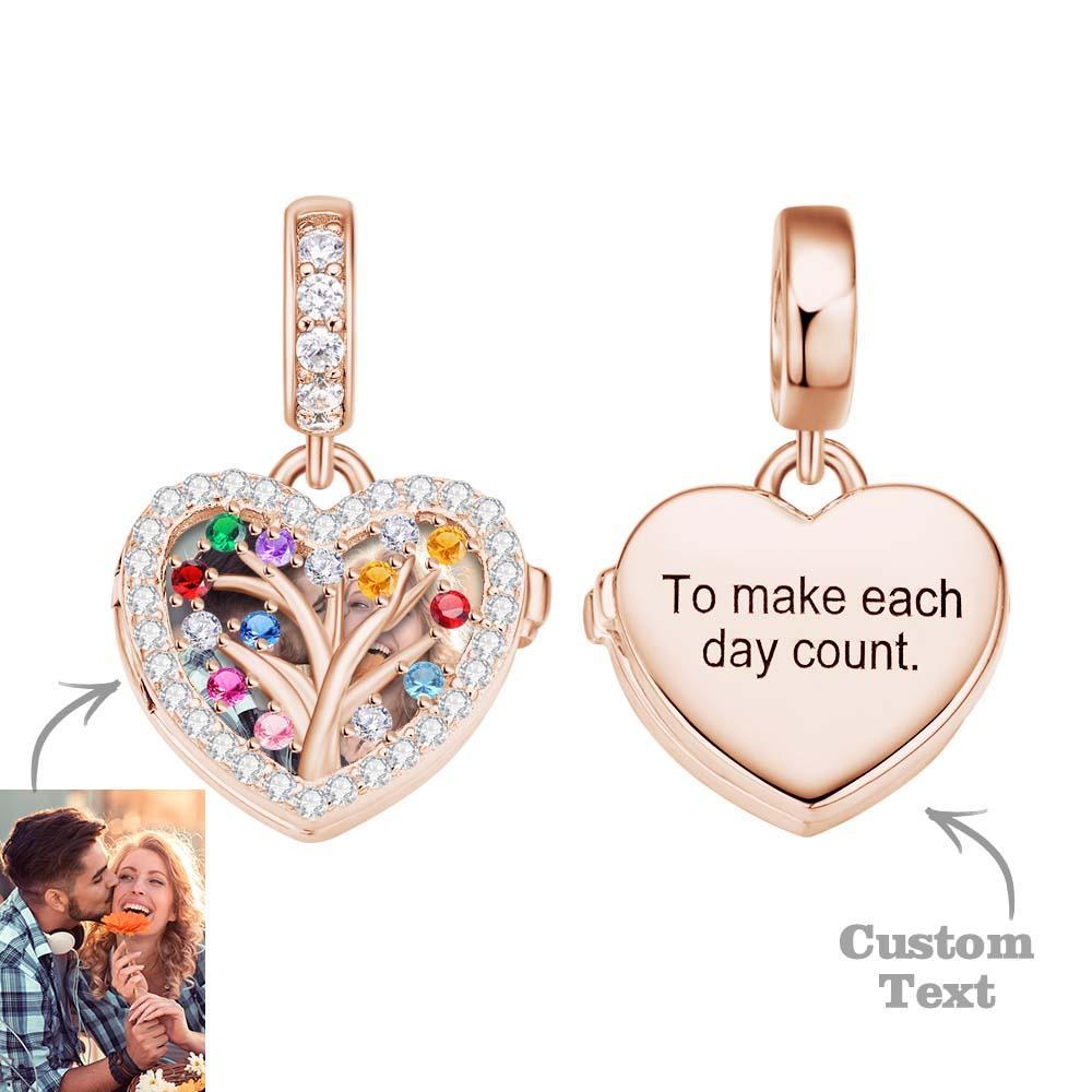 Photo Personnalisée Charme Gravé Arbre Généalogique Diamant Coeur Cadeaux - votrecollierprenomfr