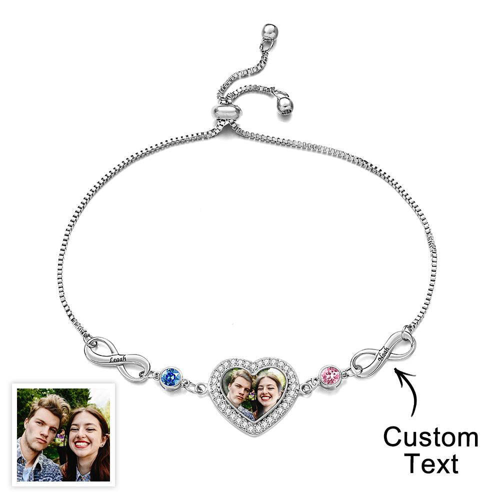 Bracelet Pierre De Naissance Photo Gravée Personnalisée Amour Infini Cadeaux Délicats - votrecollierprenomfr