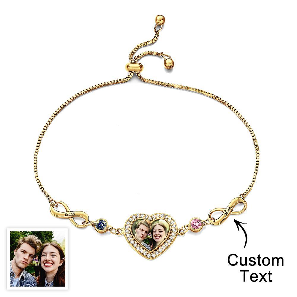 Bracelet Pierre De Naissance Photo Gravée Personnalisée Amour Infini Cadeaux Délicats - votrecollierprenomfr