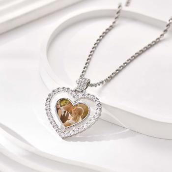 Collier Photo Personnalisé Coeur Créatif Cadeaux Double Face - votrecollierprenomfr