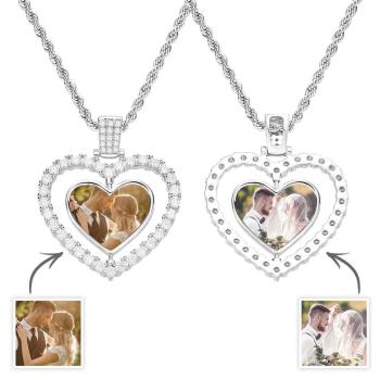 Collier Photo Personnalisé Coeur Créatif Cadeaux Double Face - votrecollierprenomfr