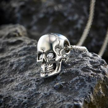 Collier Crâne Gravé Avec Yeux De Pierre De Naissance, Cadeaux Créatifs Halloween - votrecollierprenomfr