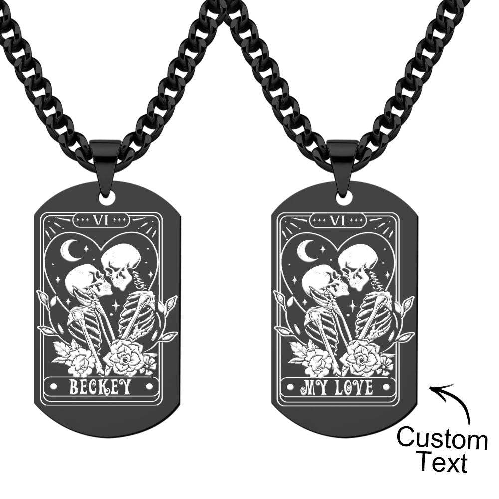 Collier Gravé Personnalisé En Acier Inoxydable, Cadeau Pour Couple - votrecollierprenomfr