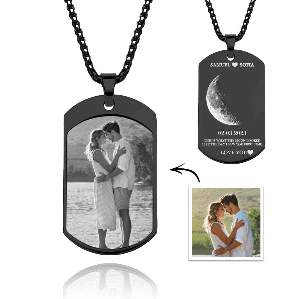 Collier Personnalisé Avec Phases De Lune, Pendentif Photo Élégant Et Personnalisé, Cadeau De Saint Valentin - votrecollierprenomfr
